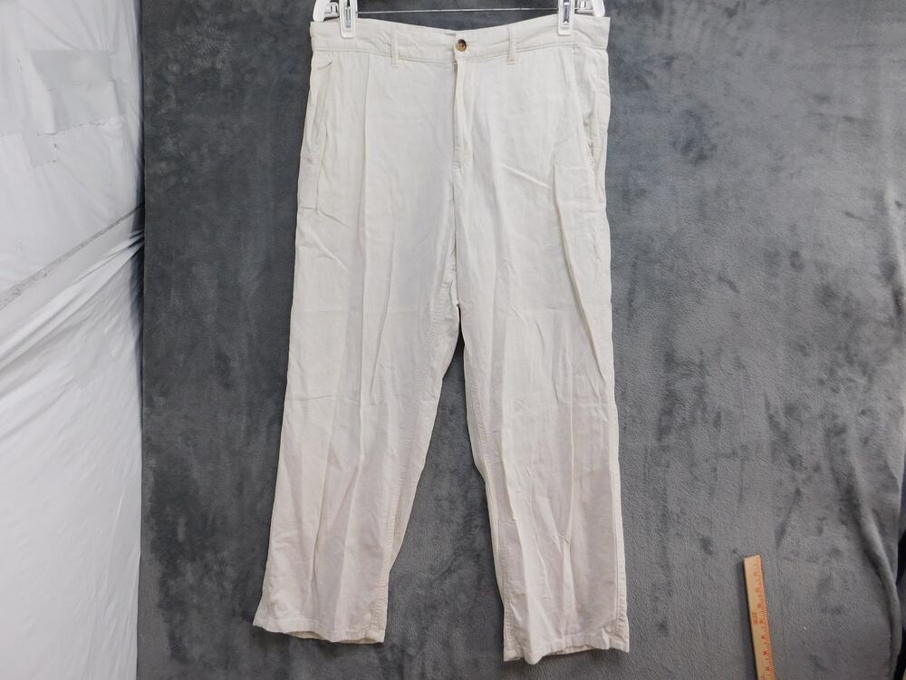 M&S Collection Men's 34x29 Stone Linen Blend Pleated Pants Regular Fit